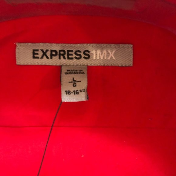 Express 1MX Men's Fitted Long Sleeve Cotton Solid Slim Dress Shirt Large Red NEW - Picture 4 of 5